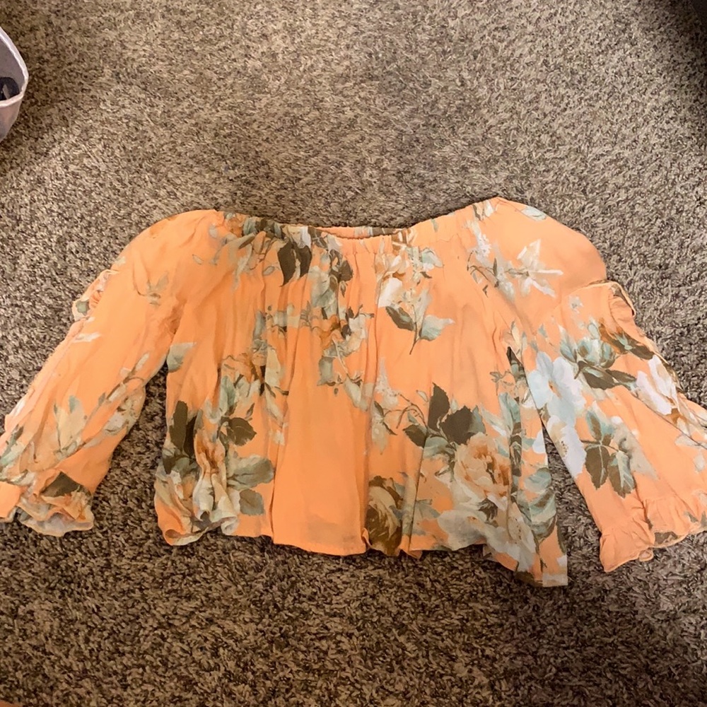 Off The Shoulder Floral Crop